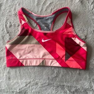 Nike Women's Geometric Sports Bra - Red and Pink size large
